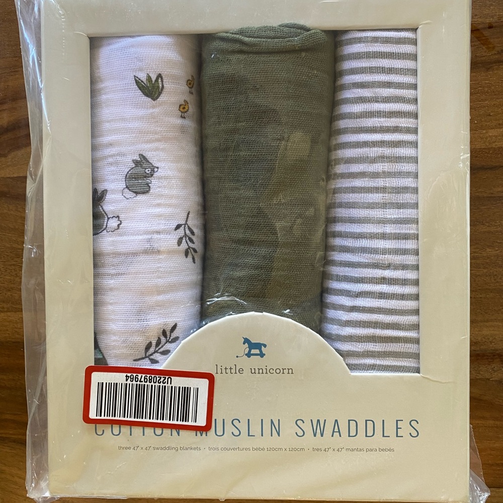 Cloud Island 3-pack Muslin Swaddle Blankets